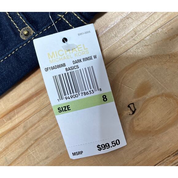 NWT Michael Kors MK Logo Izzy Skinny Jeans Basics Overdyed Indigo Pants Size 8 - Picture 4 of 9